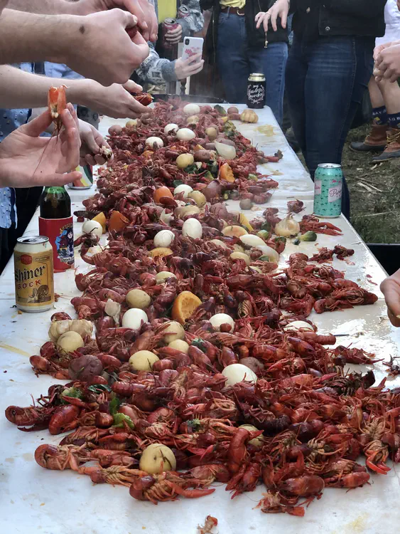 I was lucky enough to be invited to a local backyard crawfish boil.
